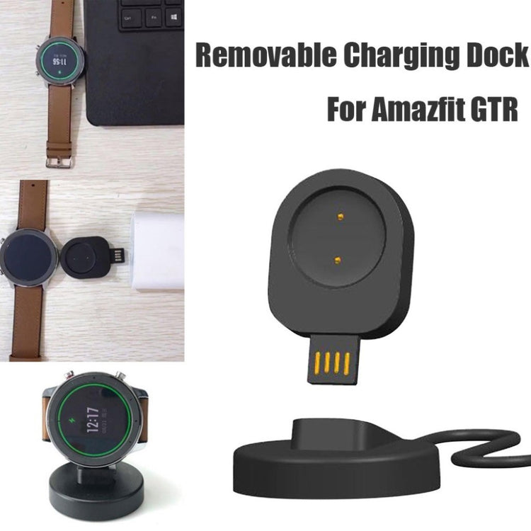 Plastik Amazfit GTR 42mm / Amazfit GTR 47mm USB Ladestation - Sort#serie_2