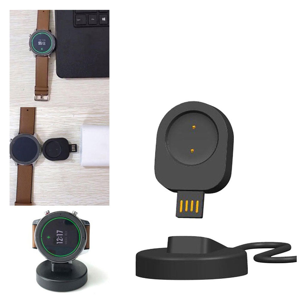 Plastik Amazfit GTR 42mm / Amazfit GTR 47mm USB Ladestation - Sort#serie_2