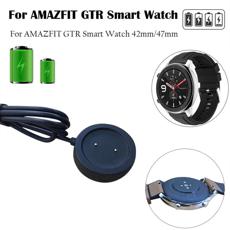 Plastik Amazfit GTR 42mm / Amazfit GTR 47mm USB Ladestation - Sort#serie_3