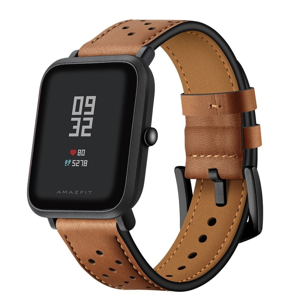 Mega smuk Amazfit GTS Ægte læder Rem - Brun#serie_1