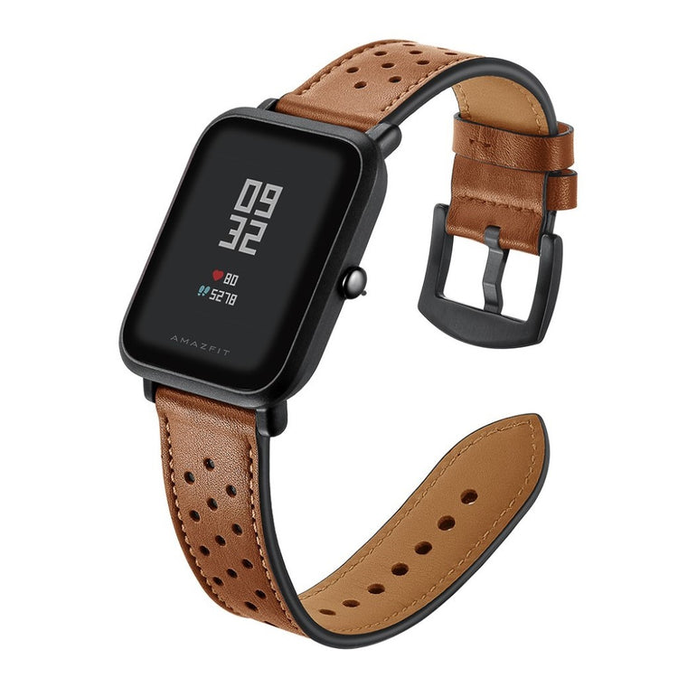 Mega smuk Amazfit GTS Ægte læder Rem - Brun#serie_1