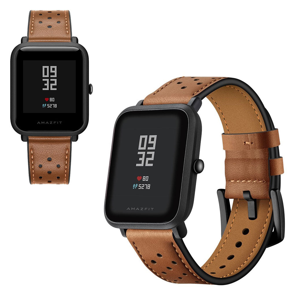 Mega smuk Amazfit GTS Ægte læder Rem - Brun#serie_1