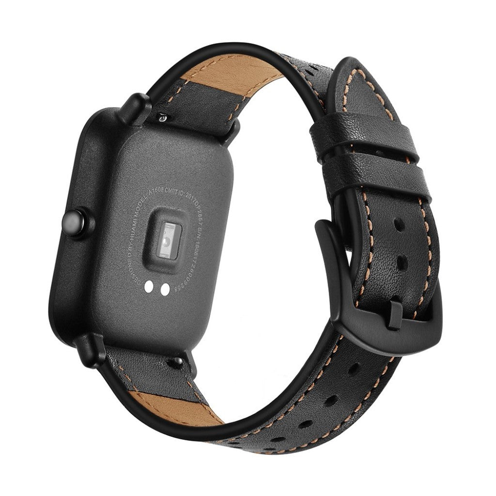 Mega smuk Amazfit GTS Ægte læder Rem - Sort#serie_2