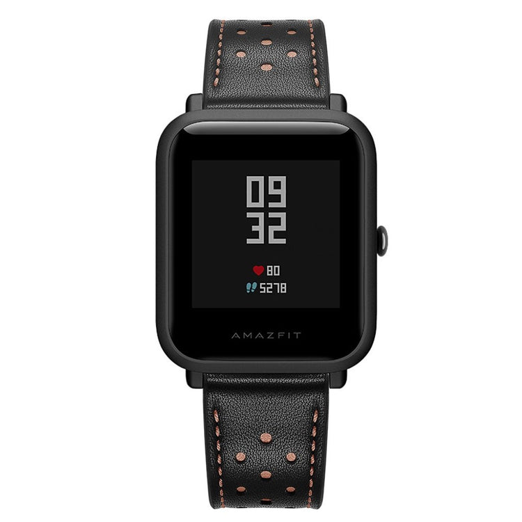 Mega smuk Amazfit GTS Ægte læder Rem - Sort#serie_2