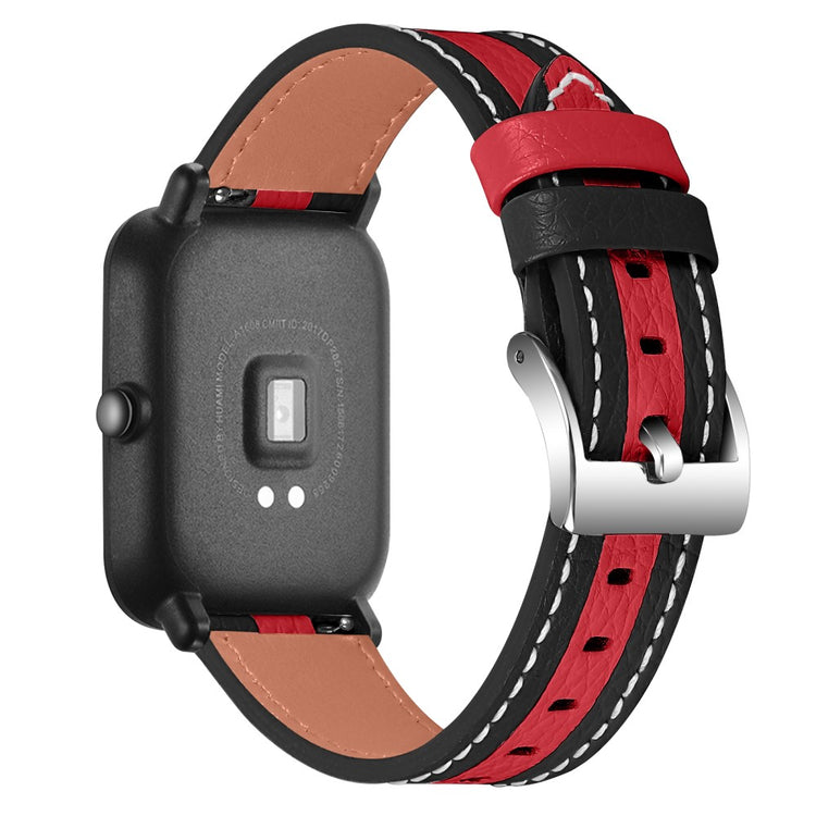 Vildt smuk Amazfit GTR 42mm / Amazfit Bip S Ægte læder Rem - Rød#serie_2
