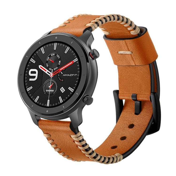 Mega fed Amazfit GTR 47mm Ægte læder Rem - Brun#serie_2