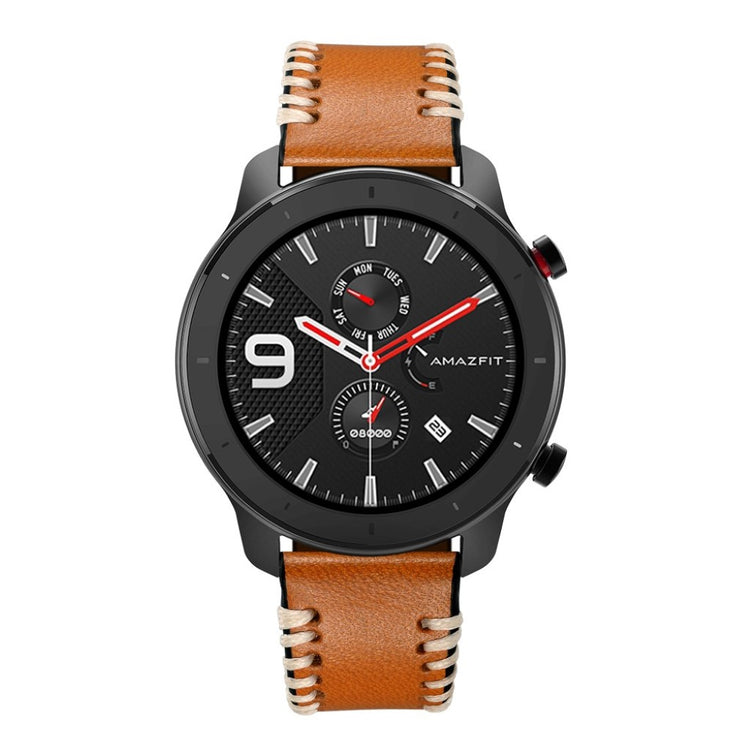 Mega fed Amazfit GTR 47mm Ægte læder Rem - Brun#serie_2