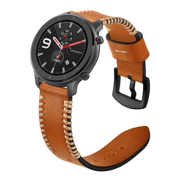Mega fed Amazfit GTR 47mm Ægte læder Rem - Brun#serie_2