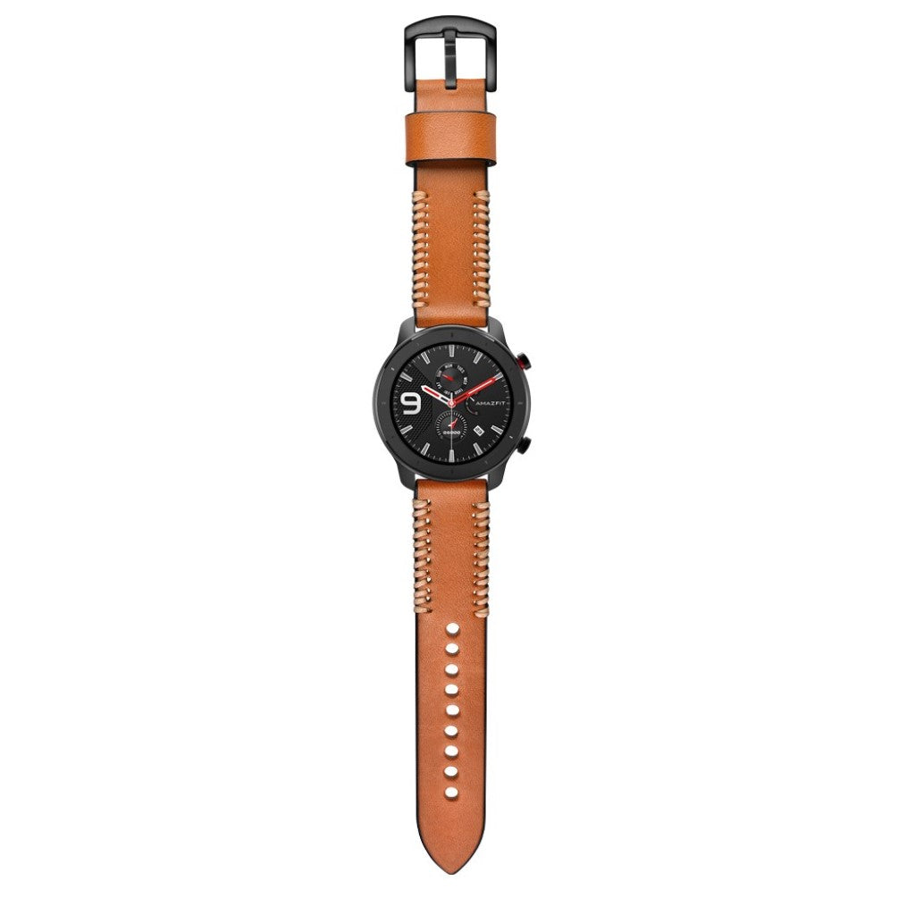 Mega fed Amazfit GTR 47mm Ægte læder Rem - Brun#serie_2