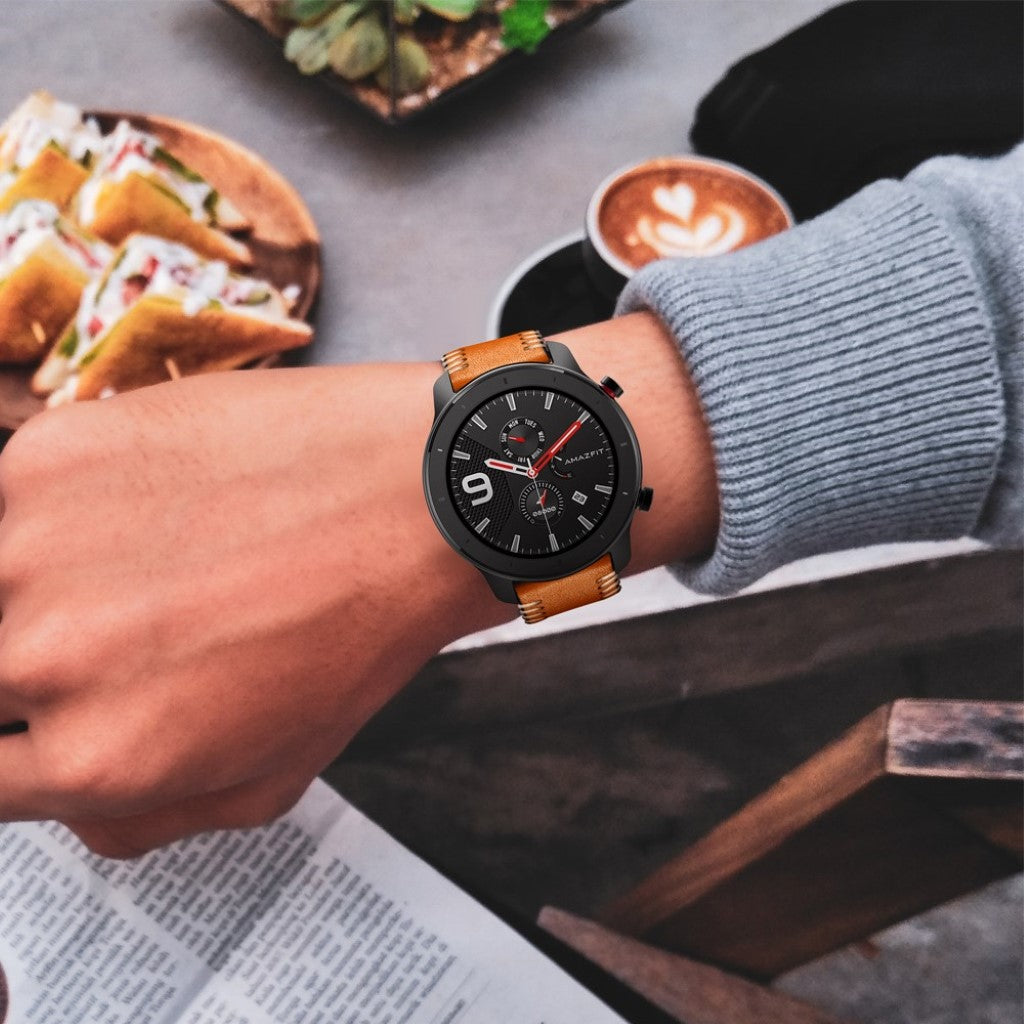Mega fed Amazfit GTR 47mm Ægte læder Rem - Brun#serie_2