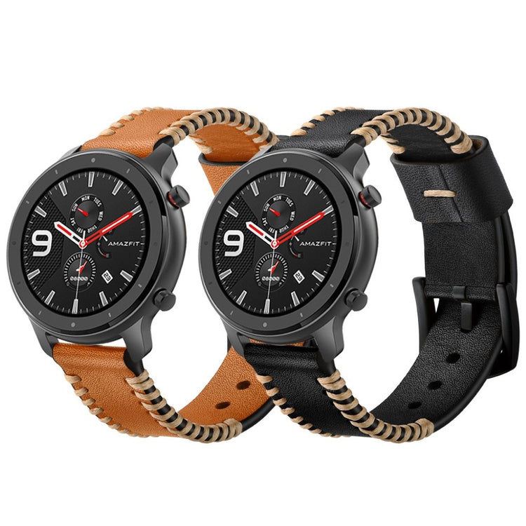 Mega fed Amazfit GTR 47mm Ægte læder Rem - Brun#serie_2