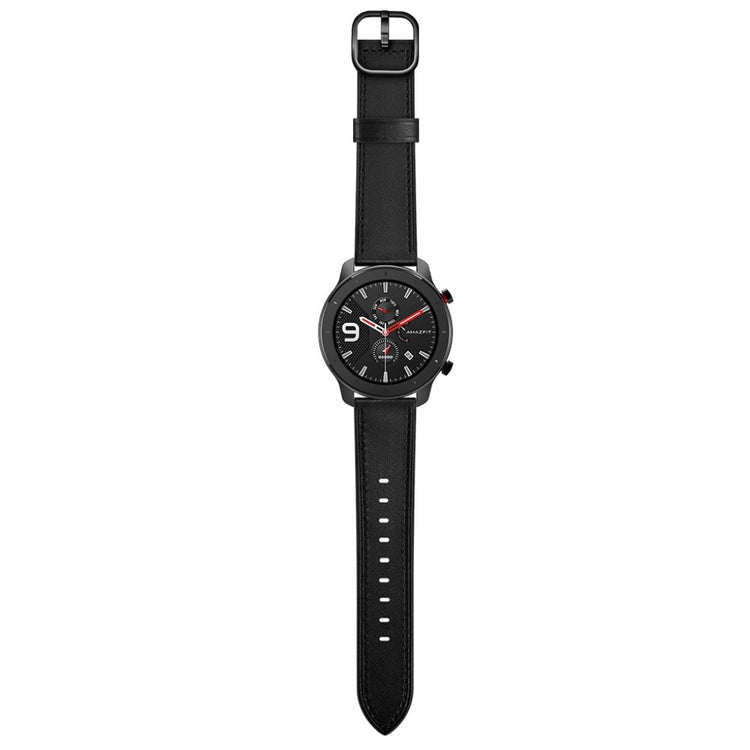 Rigtigt nydelig Amazfit GTR 47mm Ægte læder Rem - Sort#serie_1