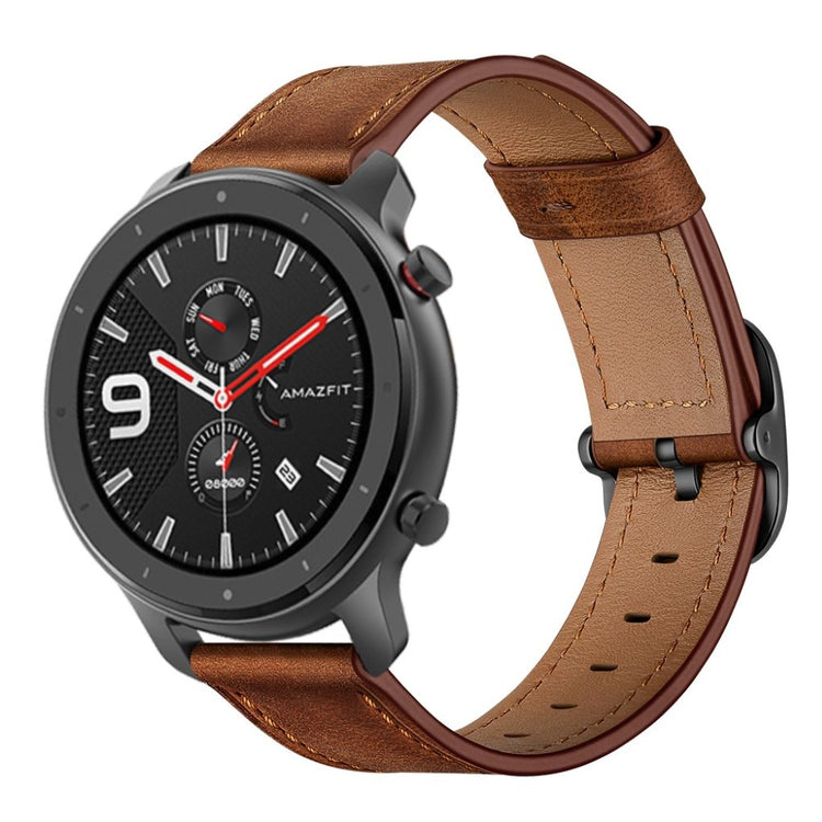 Rigtigt nydelig Amazfit GTR 47mm Ægte læder Rem - Brun#serie_2