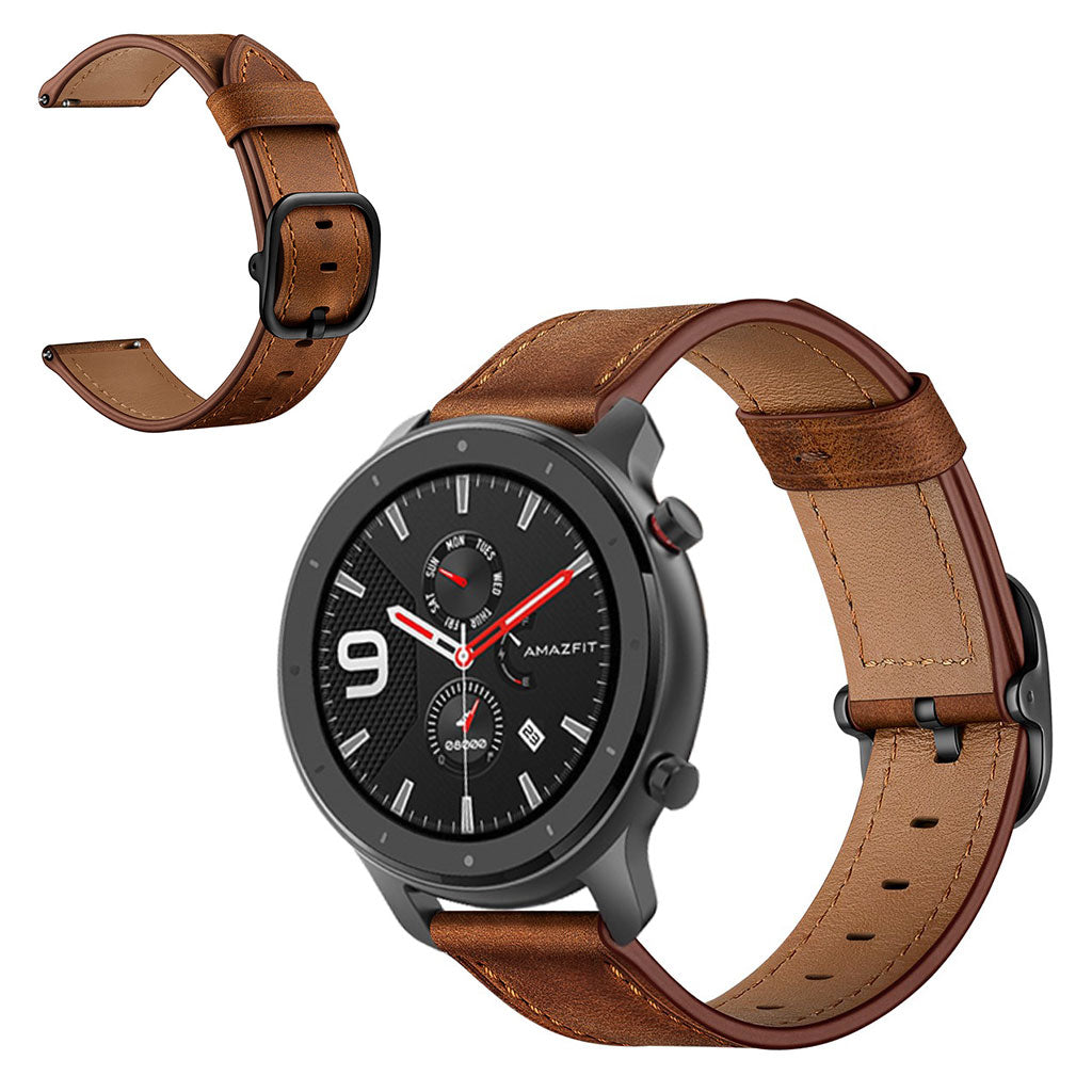 Rigtigt nydelig Amazfit GTR 47mm Ægte læder Rem - Brun#serie_2