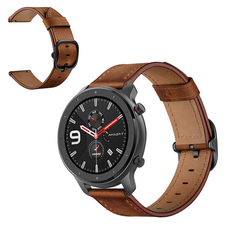 Rigtigt nydelig Amazfit GTR 47mm Ægte læder Rem - Brun#serie_2