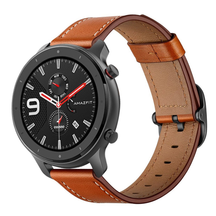 Rigtigt nydelig Amazfit GTR 47mm Ægte læder Rem - Brun#serie_3