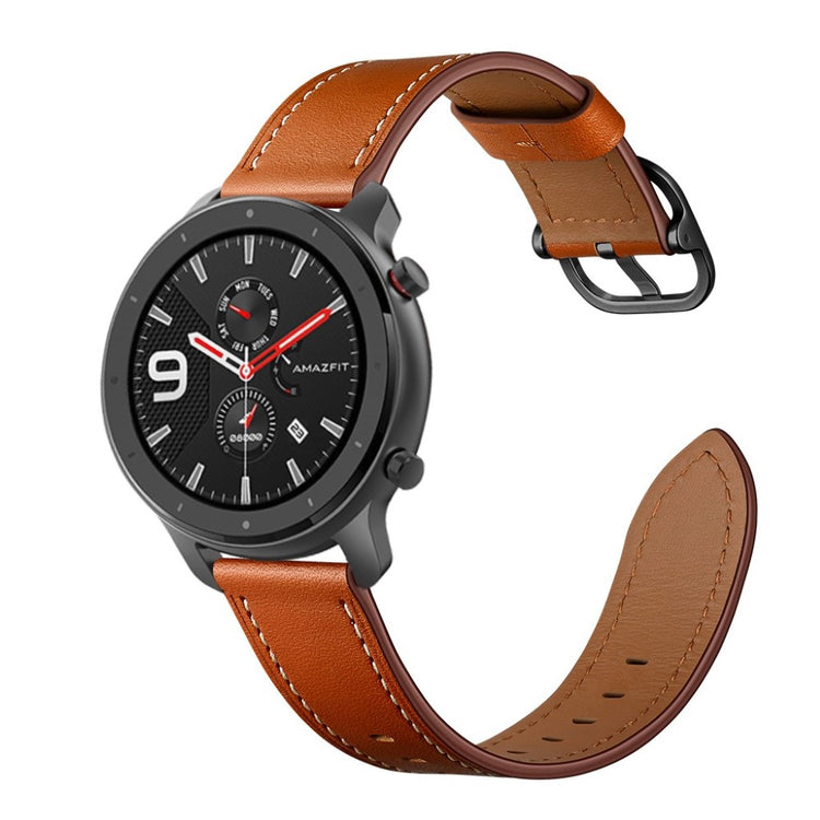 Rigtigt nydelig Amazfit GTR 47mm Ægte læder Rem - Brun#serie_3