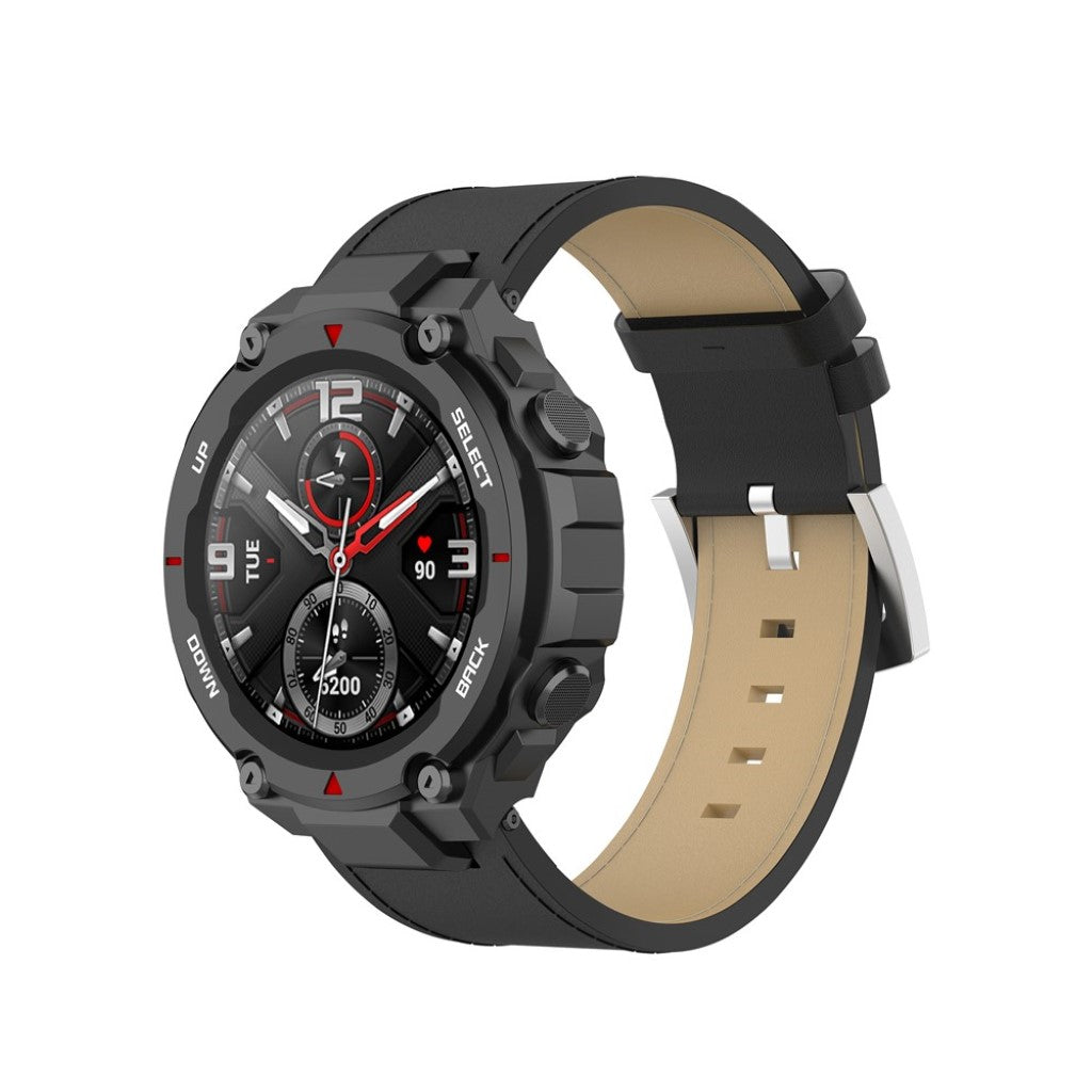 Mega sejt Amazfit T-Rex Ægte læder Rem - Sort#serie_1