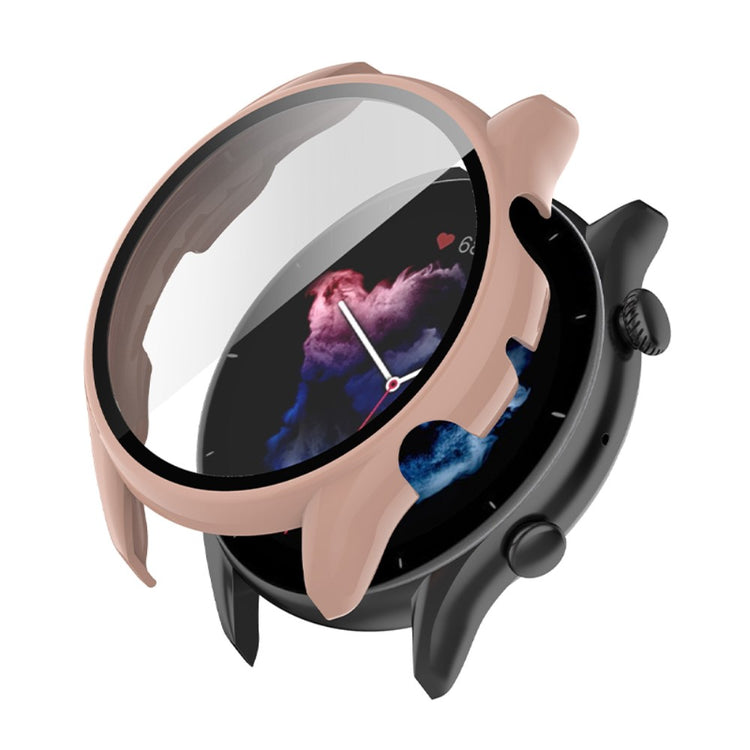 Mega Fed Amazfit GTR 3 / Amazfit GTR 3 Pro Cover med Skærmbeskytter i Plastik og Hærdet Glas - Pink#serie_1