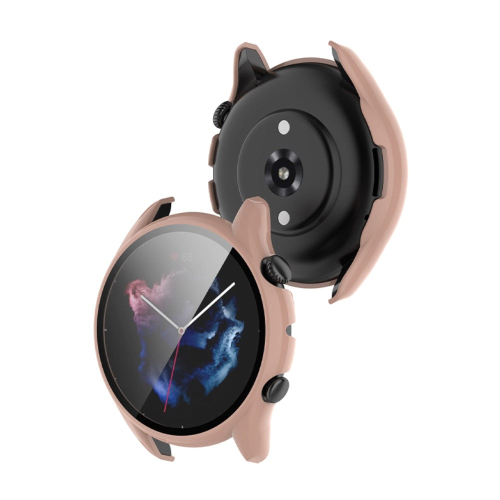 Mega Fed Amazfit GTR 3 / Amazfit GTR 3 Pro Cover med Skærmbeskytter i Plastik og Hærdet Glas - Pink#serie_1
