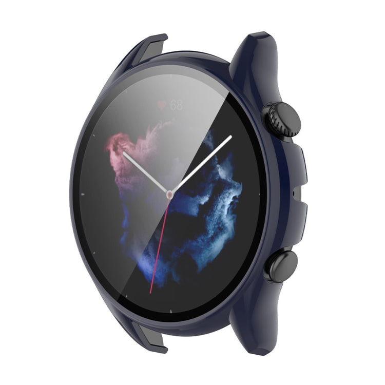 Mega Fed Amazfit GTR 3 / Amazfit GTR 3 Pro Cover med Skærmbeskytter i Plastik og Hærdet Glas - Blå#serie_4