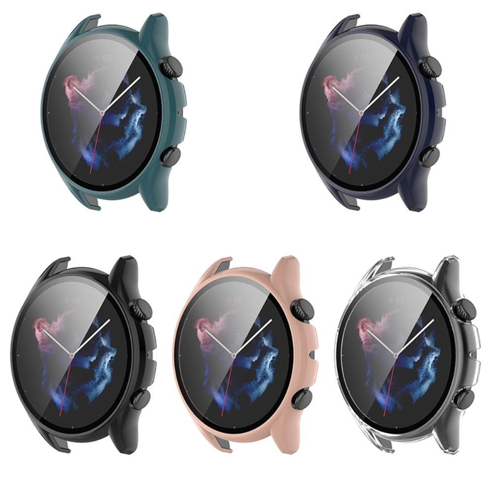 Mega Fed Amazfit GTR 3 / Amazfit GTR 3 Pro Cover med Skærmbeskytter i Plastik og Hærdet Glas - Blå#serie_4
