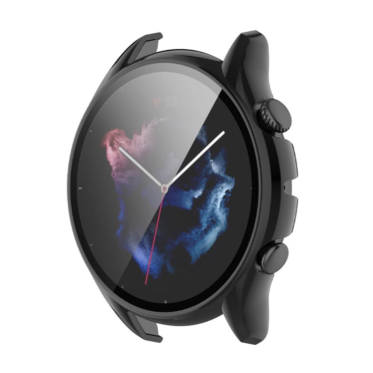 Mega Fed Amazfit GTR 3 / Amazfit GTR 3 Pro Cover med Skærmbeskytter i Plastik og Hærdet Glas - Sort#serie_5