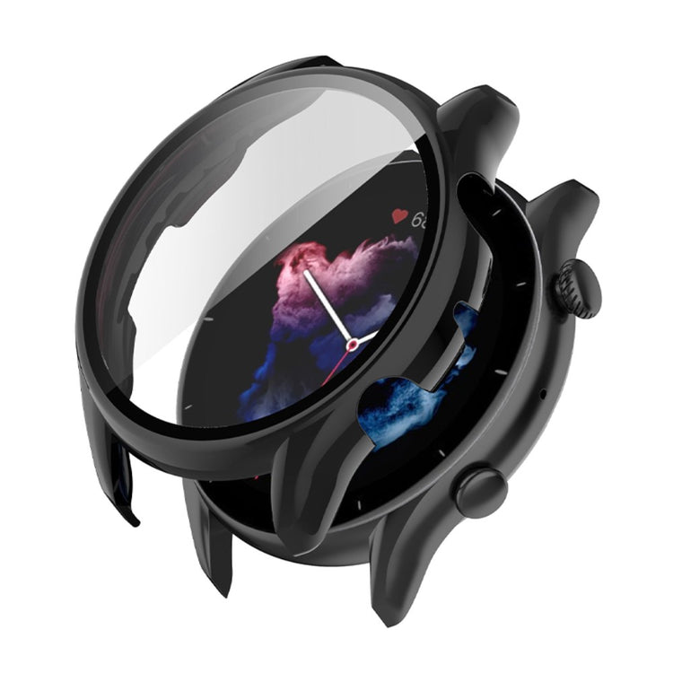 Mega Fed Amazfit GTR 3 / Amazfit GTR 3 Pro Cover med Skærmbeskytter i Plastik og Hærdet Glas - Sort#serie_5
