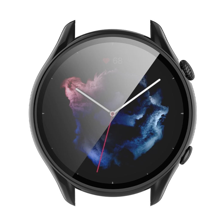 Mega Fed Amazfit GTR 3 / Amazfit GTR 3 Pro Cover med Skærmbeskytter i Plastik og Hærdet Glas - Sort#serie_5