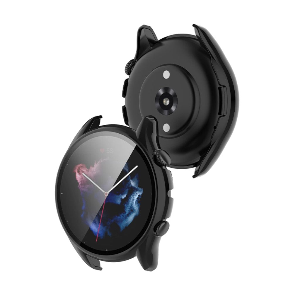 Mega Fed Amazfit GTR 3 / Amazfit GTR 3 Pro Cover med Skærmbeskytter i Plastik og Hærdet Glas - Sort#serie_5