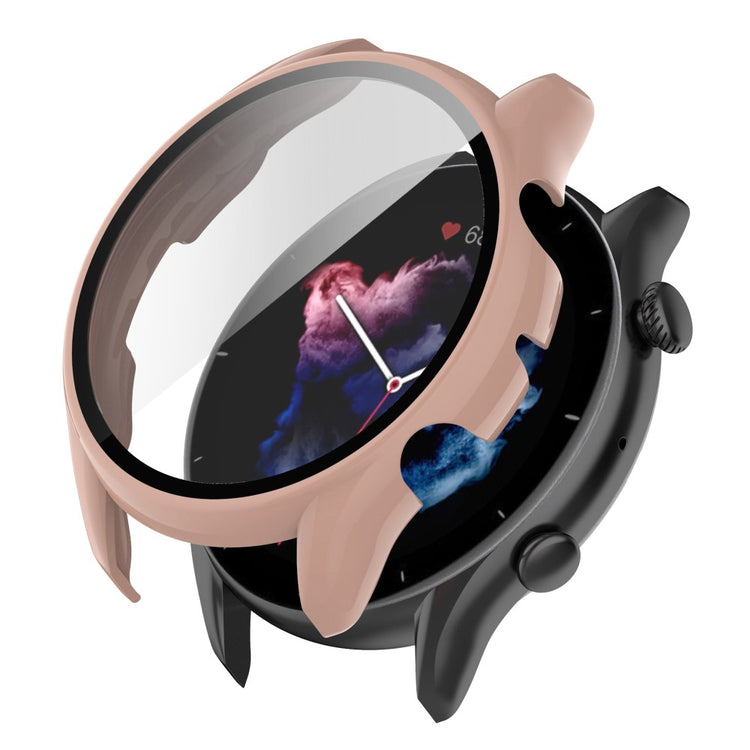 Super Flot Amazfit GTR 3 / Amazfit GTR 3 Pro Cover med Skærmbeskytter i Plastik og Hærdet Glas - Pink#serie_3