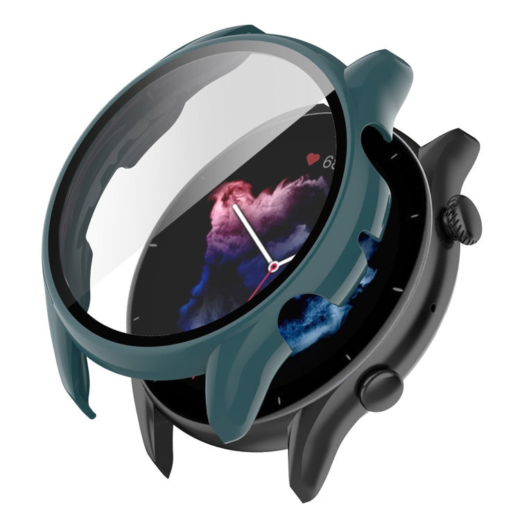 Super Flot Amazfit GTR 3 / Amazfit GTR 3 Pro Cover med Skærmbeskytter i Plastik og Hærdet Glas - Grøn#serie_4