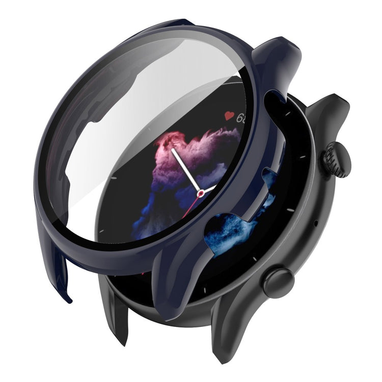 Super Flot Amazfit GTR 3 / Amazfit GTR 3 Pro Cover med Skærmbeskytter i Plastik og Hærdet Glas - Blå#serie_5