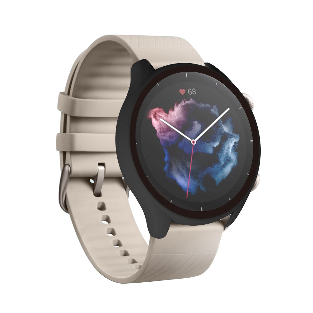 Mega Fint Amazfit GTR 3 / Amazfit GTR 3 Pro Cover med Skærmbeskytter i Plastik og Hærdet Glas - Sort#serie_1
