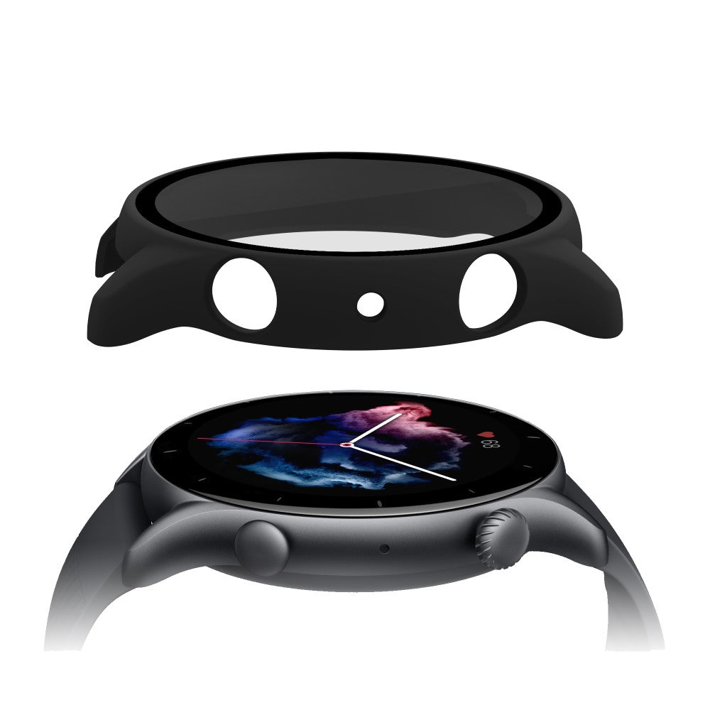 Mega Fint Amazfit GTR 3 / Amazfit GTR 3 Pro Cover med Skærmbeskytter i Plastik og Hærdet Glas - Sort#serie_1