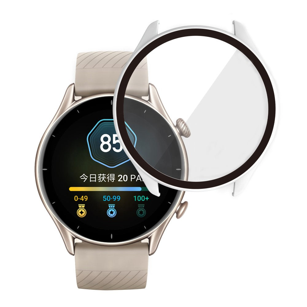 Mega Fint Amazfit GTR 3 / Amazfit GTR 3 Pro Cover med Skærmbeskytter i Plastik og Hærdet Glas - Hvid#serie_2