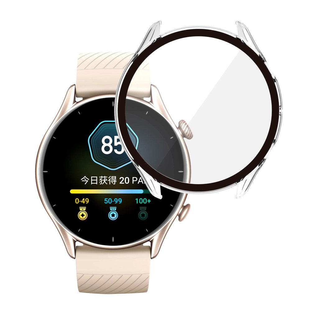 Mega Fint Amazfit GTR 3 / Amazfit GTR 3 Pro Cover med Skærmbeskytter i Plastik og Hærdet Glas - Gennemsigtig#serie_3
