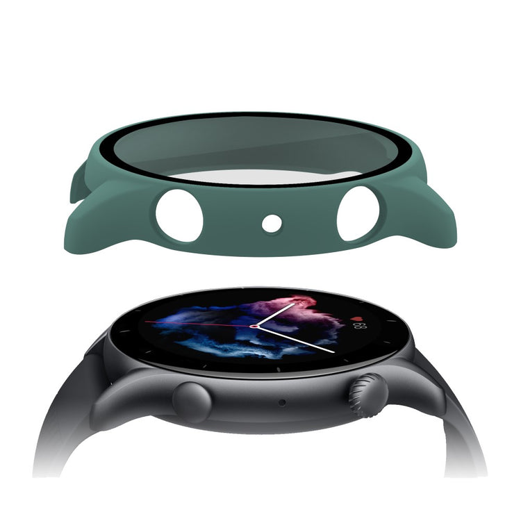 Mega Fint Amazfit GTR 3 / Amazfit GTR 3 Pro Cover med Skærmbeskytter i Plastik og Hærdet Glas - Grøn#serie_5