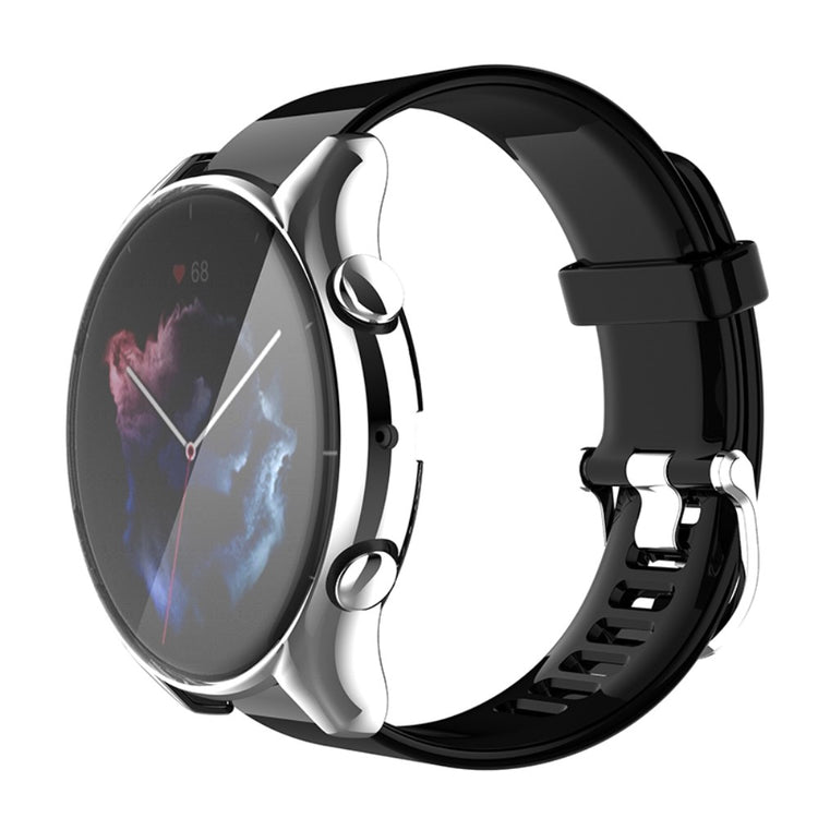 Mega Fed Amazfit GTR 3 / Amazfit GTR 3 Pro Cover med Skærmbeskytter i Silikone - Sølv#serie_1