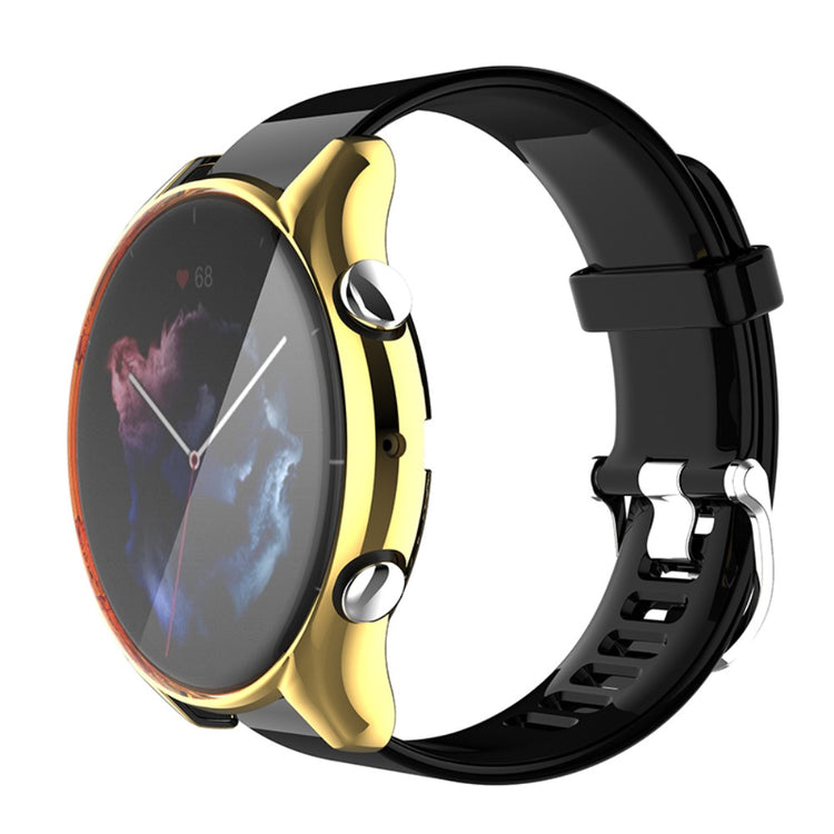 Mega Fed Amazfit GTR 3 / Amazfit GTR 3 Pro Cover med Skærmbeskytter i Silikone - Guld#serie_3