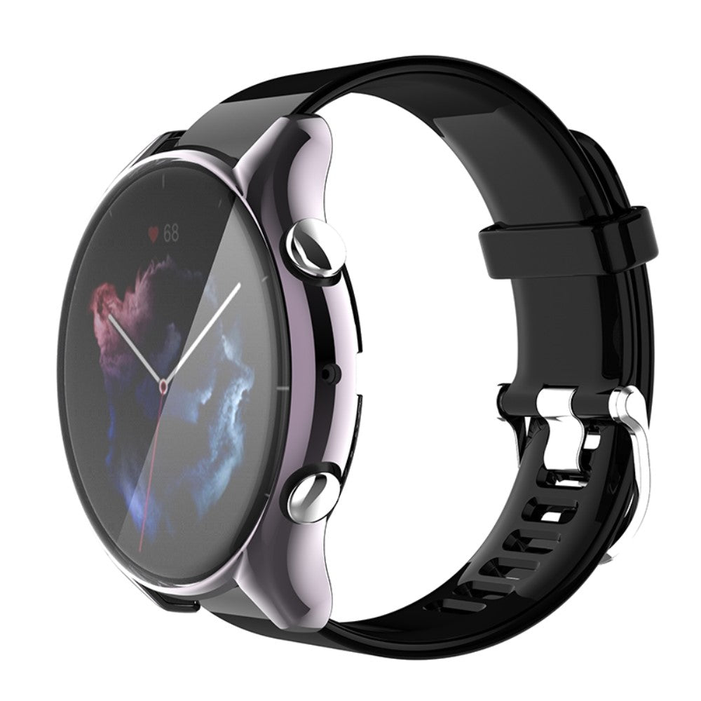Mega Fed Amazfit GTR 3 / Amazfit GTR 3 Pro Cover med Skærmbeskytter i Silikone - Sølv#serie_4
