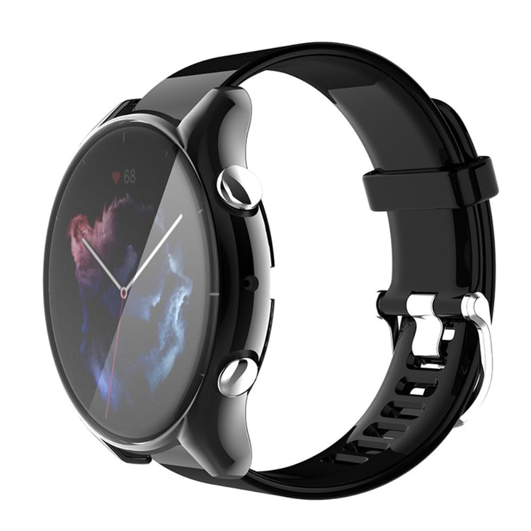 Mega Fed Amazfit GTR 3 / Amazfit GTR 3 Pro Cover med Skærmbeskytter i Silikone - Sort#serie_5