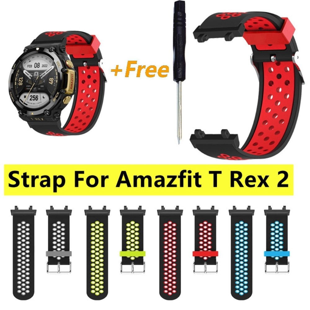 Super slidstærk Amazfit T-Rex 2 Silikone Urrem - Sort#serie_2