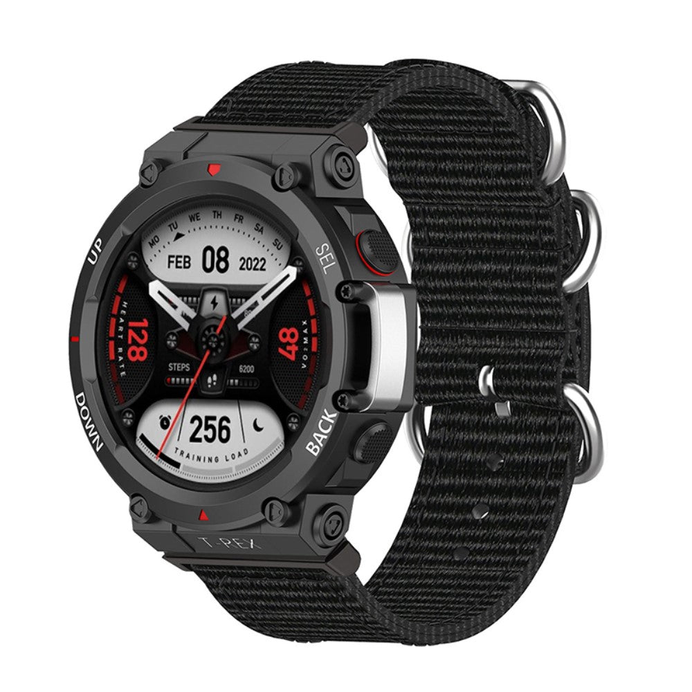 Vildt slidstærk Amazfit T-Rex 2 Stof Urrem - Sort#serie_5
