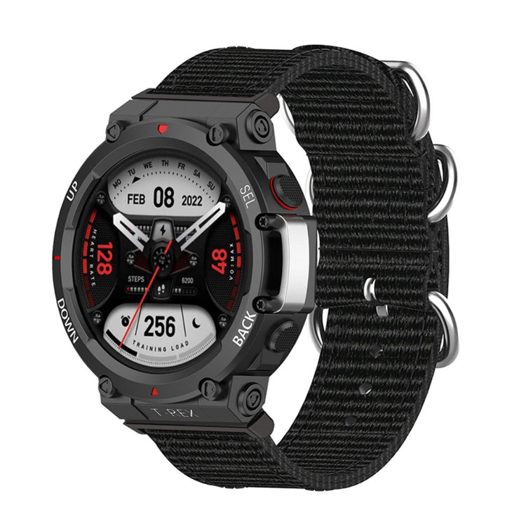 Vildt slidstærk Amazfit T-Rex 2 Stof Urrem - Sort#serie_5
