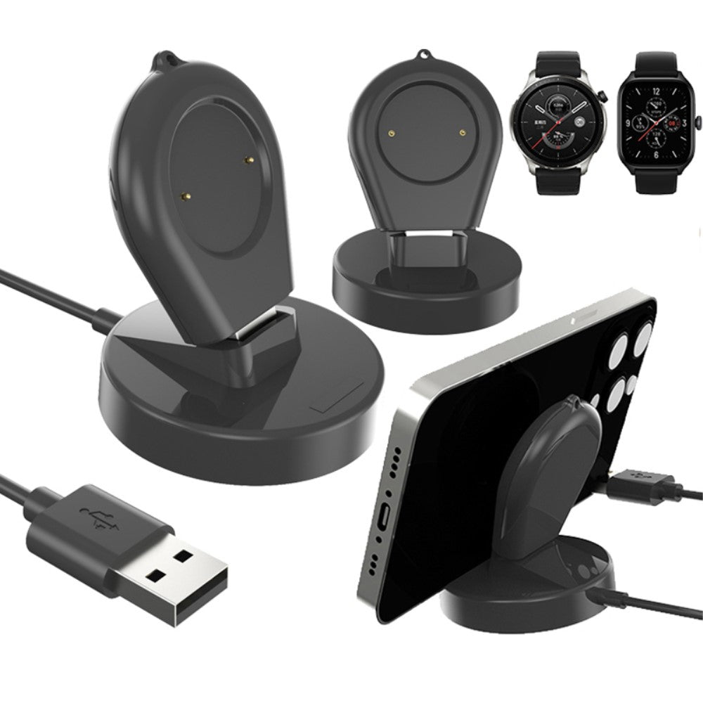 Plastik Amazfit GTR 4 USB Ladestation - Sort#serie_4