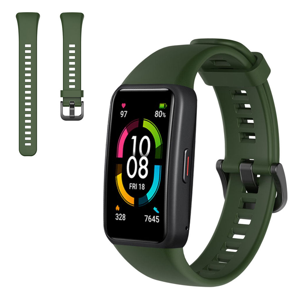 Mega nydelig Honor Band 6 Silikone Rem - Grøn#serie_3