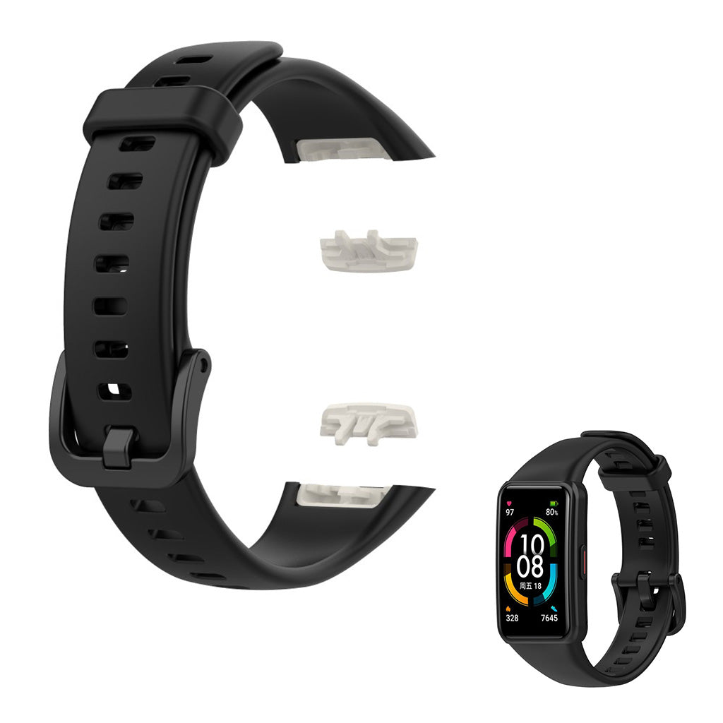 Holdbart Honor Band 6 Silikone Rem - Sort#serie_1