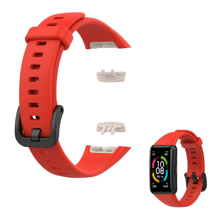 Holdbart Honor Band 6 Silikone Rem - Rød#serie_4