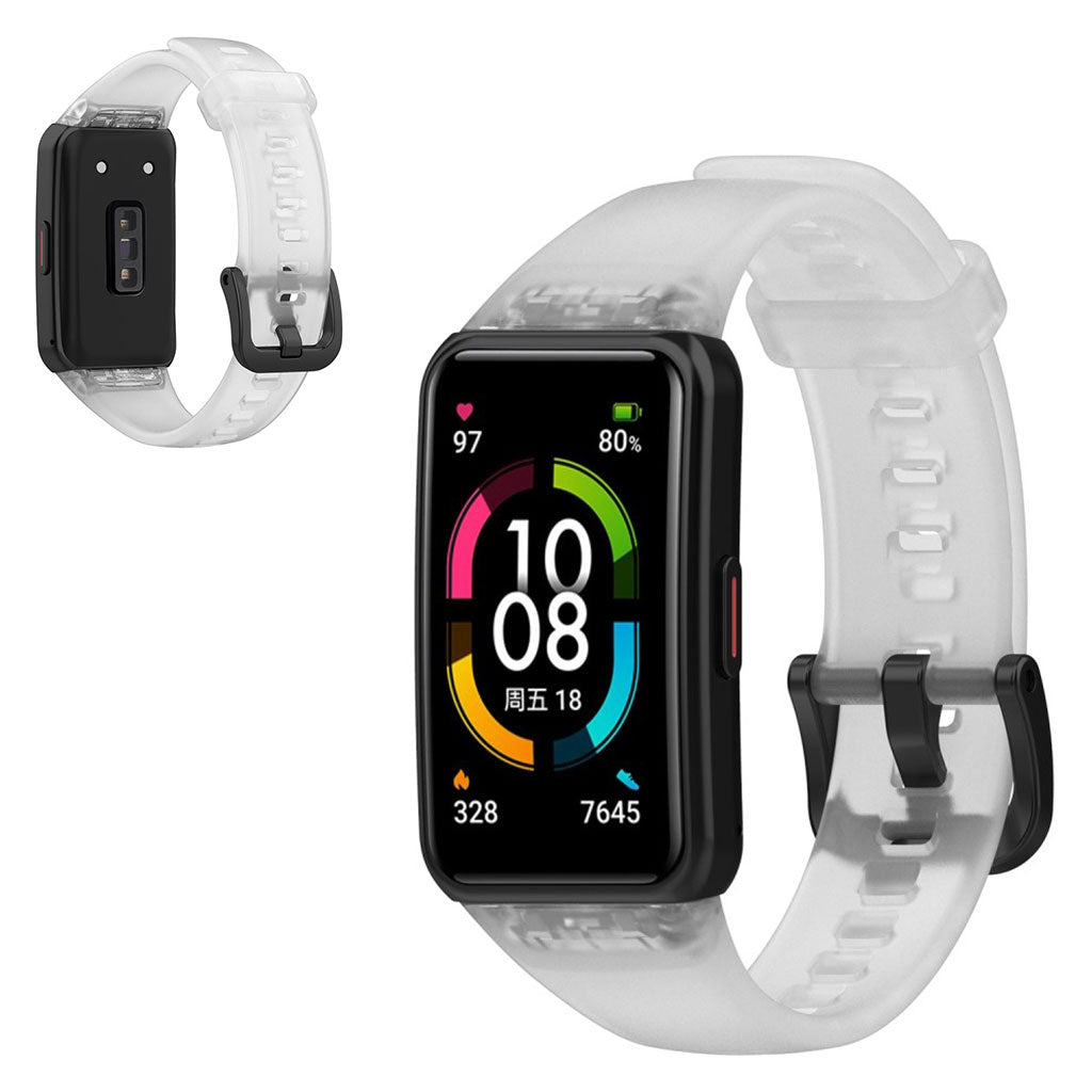 Mega cool Honor Band 6 Silikone Rem - Hvid#serie_1